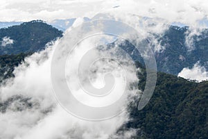 La Bufa Mountain Top Lookout with Thick White Clouds over the Landscape in Jalisco, Mexico photo