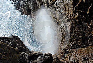 La Bufadora sea geyser erupting, Baja California