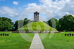 World War Two German military war grave cemetery memorial near Omaha Beach at La Cambe, Normandy