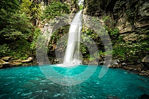 `La Cangreja` Waterfall, Costa Rica. A beautiful pristine waterfall in the rainforest jungles of Costa Rica