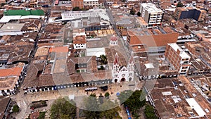 La Ceja, Antioquia - Colombia. March 9, 2024. Aerial view of the Minor Basilica of Our Lady of Carmen photo