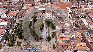 La Ceja, Antioquia - Colombia. March 9, 2024. Aerial view of the Minor Basilica of Our Lady of Carmen photo