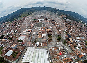 La Ceja, Antioquia - Colombia. March 9, 2024. Aerial view of the municipality, it is one of the largest flower producers photo