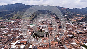 La Ceja, Antioquia - Colombia. March 9, 2024. Aerial view with drone of the town with a distance of 43.5 from Medellin photo