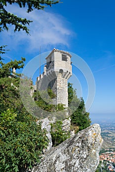 La Cesta tower of Mount Titan in San Marino. photo