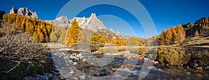 La Claree river in Fall. Cerces Massif in the Hautes-Alpes Alps, France