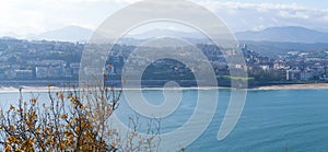 La Concha Bay. Autumn in the bay and beach of La Concha located in the city of Donostia San Sebastian.