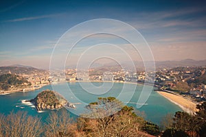 La Concha Bay seen from Igeldo Mount. photo