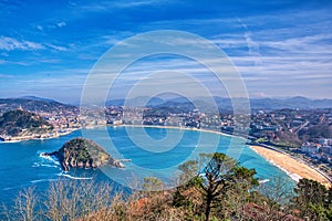 La Concha Bay seen from Igeldo Mount photo