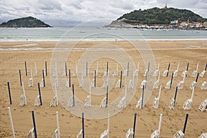 La Concha sand beach view in Donosti, Euskadi. Spain