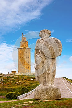 La Coruna Breogan statue at Hercules tower Galicia photo