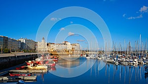 La Coruna port marina in Galicia Spain