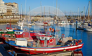 La Coruna port marina in Galicia Spain