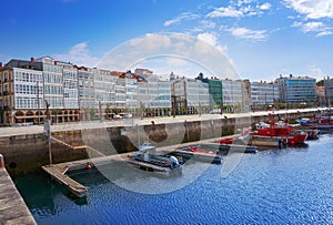 La Coruna port marina in Galicia Spain