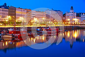 La Coruna sunset port marina in Galicia Spain photo