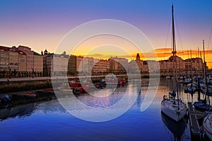 La Coruna sunset port marina in Galicia Spain photo