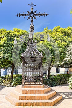 La Cruz de las Sierpes, the Cross of the Serpents, sited in the Plaza de Santa Cruz, Saint Cross Square, in the Seville