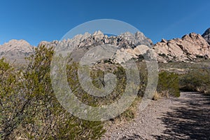 The La Cueva rocks and Organ Mountains in southwest New Mexico.