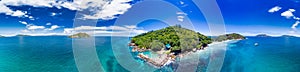 La Digue Island under a Blue Sky, Seychelles Aerial View