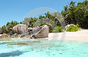 La Digue, Seychelles beach landscape. Anse Source d\' Argent.