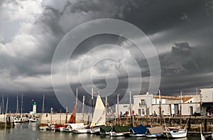 La Flotte Harbour in Il de RÃÂ©, Western France, after a storm photo