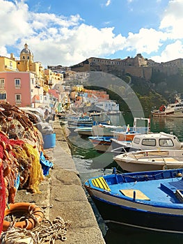 Glimpse of the colourful Procida port photo