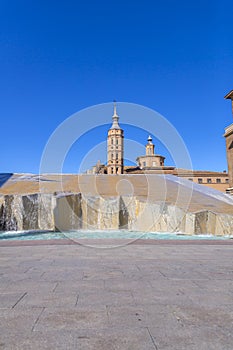 La Fuente del Hispanidad, the Spanish Fountain at Plaza del Pilar in Zaragoza, Spain