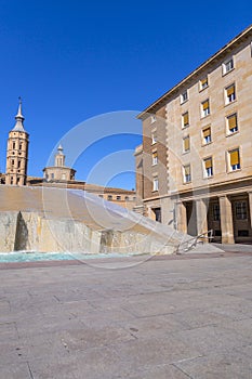 La Fuente del Hispanidad, the Spanish Fountain at Plaza del Pilar in Zaragoza, Spain