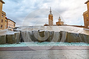 La Fuente del Hispanidad, the Spanish Fountain at Plaza del Pilar in Zaragoza, Spain