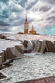 La Fuente del Hispanidad, the Spanish Fountain at Plaza del Pilar in Zaragoza, Spain