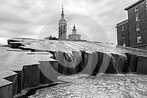 La Fuente del Hispanidad, the Spanish Fountain at Plaza del Pilar in Zaragoza, Spain photo