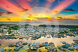 La Gi fishing village, Binh Thuan, Vietnam at dawn
