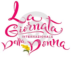 La Giornata internazionale della donna. Womens day text translation from Italian photo