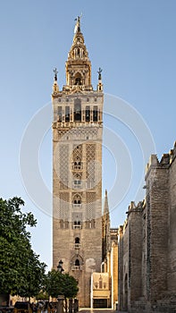 La Giralda, the bell tower of the Seville Cathedral in Seville, Spain.