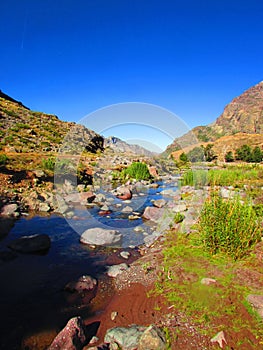 `La gloria river` Andes mountains in Achibueno Valley, Linares, Maule, Chile