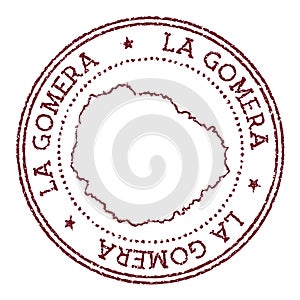 La Gomera round rubber stamp with island map.