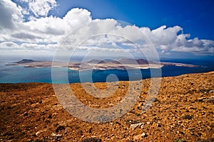 La Graciosa and clouds.