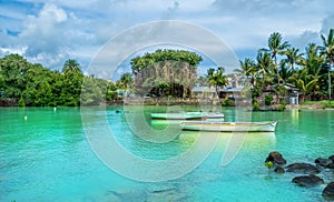 La Grand Gaube village on the coast of Mauritius Island