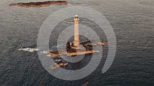 La Hague, France, Aerial - The Goury Lighthouse at Sunset