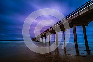 La Jolla Beach Scripps Pier at Dusk.