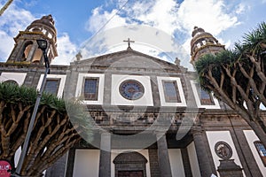 La Laguna Cathedral with Dragon Trees in San Cristobal de La Laguna, Tenerife, Canary Islands, Spain