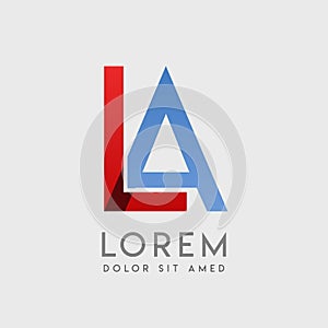 LA logo letters with blue and red gradation