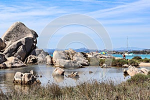 La Maddalena, Sardinia, Italy - Small lagoon formed on the beach of Testa di Polpo photo