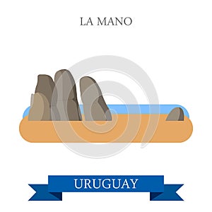 La Mano Statue in Uruguay vector flat attraction landmarks