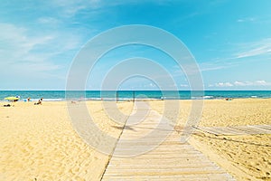 La Mata beach and turquoise Mediterranean Sea at sunny day. Spain