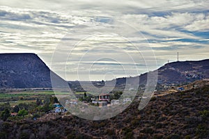 La Mision Valley landscapes and Beach in Mexico on the West Coast a small canyon near the Pacific Ocean that houses the Door of Fa photo