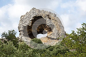 La Montera del Torero is a rock located in the Alcornocales Natural Park, near the town of Los Barrios, photo