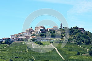 La Morra town in Piedmont, Langhe hills in Italy in summer