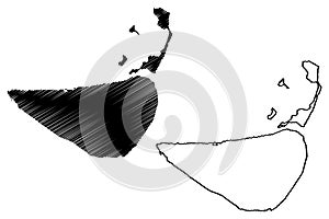 La Orchila island Bolivarian Republic of Venezuela, Cenrtal America, Caribbean islands map vector illustration, scribble sketch