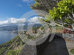 La Palma, Canary Islands, view from viewpoint Mirador de San Juanito with view on Santra Cruz de la Palma and ocean